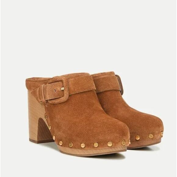 Veronica Beard Dacey Tan Suede Mule Clogs - Picture 1 of 12